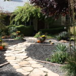 Rocky walkway with sustainable landscape